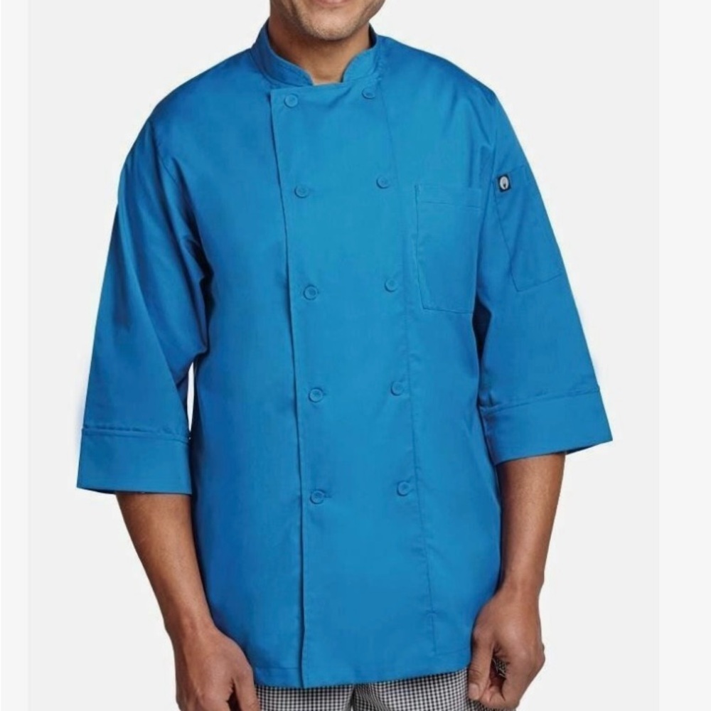 NWT ChefWorks chef shirt size L (unisex) blue light-weight fabric